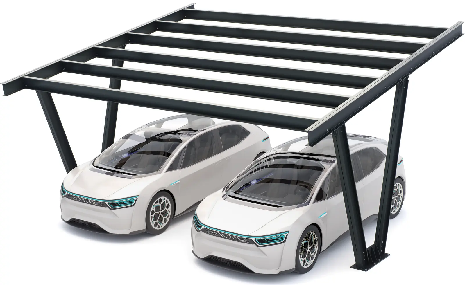 Carport à structure métallique, 2 places L, modèle 06